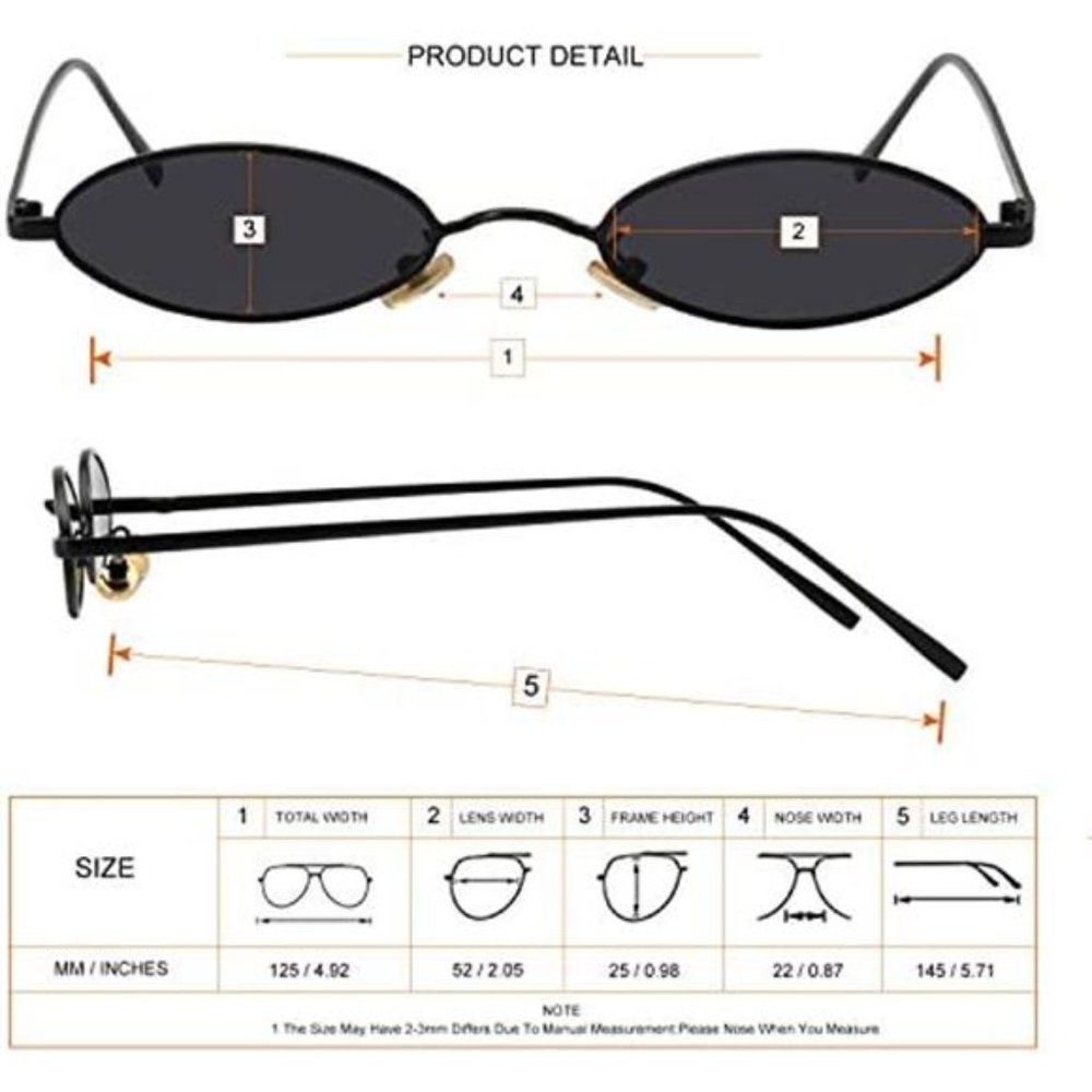 Vintage Oval Sunglasses For Women - Small Metal Frames, UV Protective Coating - Picture 4 of 5